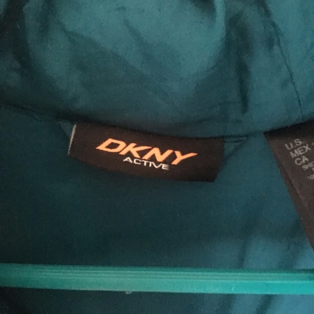 DKNY Active Teal Ski Puffer Jacket with Faux Fur - Picture 2 of 3